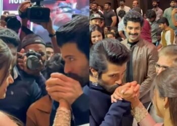 विजय देवरकोंडा ने भरी महफिल में चूमा रश्मिका मंदाना का हाथ