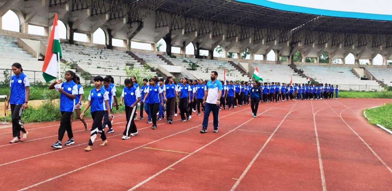 खेलो इंडिया स्टेट सेंटर ऑफ एक्सीलेंस में गूंजा देशभक्ति का जज्बा, निकली तिरंगा यात्रा