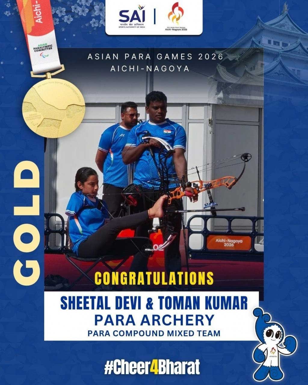  एशियन पैरा गेम्स में छत्तीसगढ़ का स्वर्णिम परचम, तोमन कुमार और शीतल देवी ने रचा इतिहास